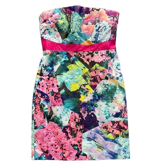 Cynthia Steffe Floral Strapless Dress - Picture 1 of 7